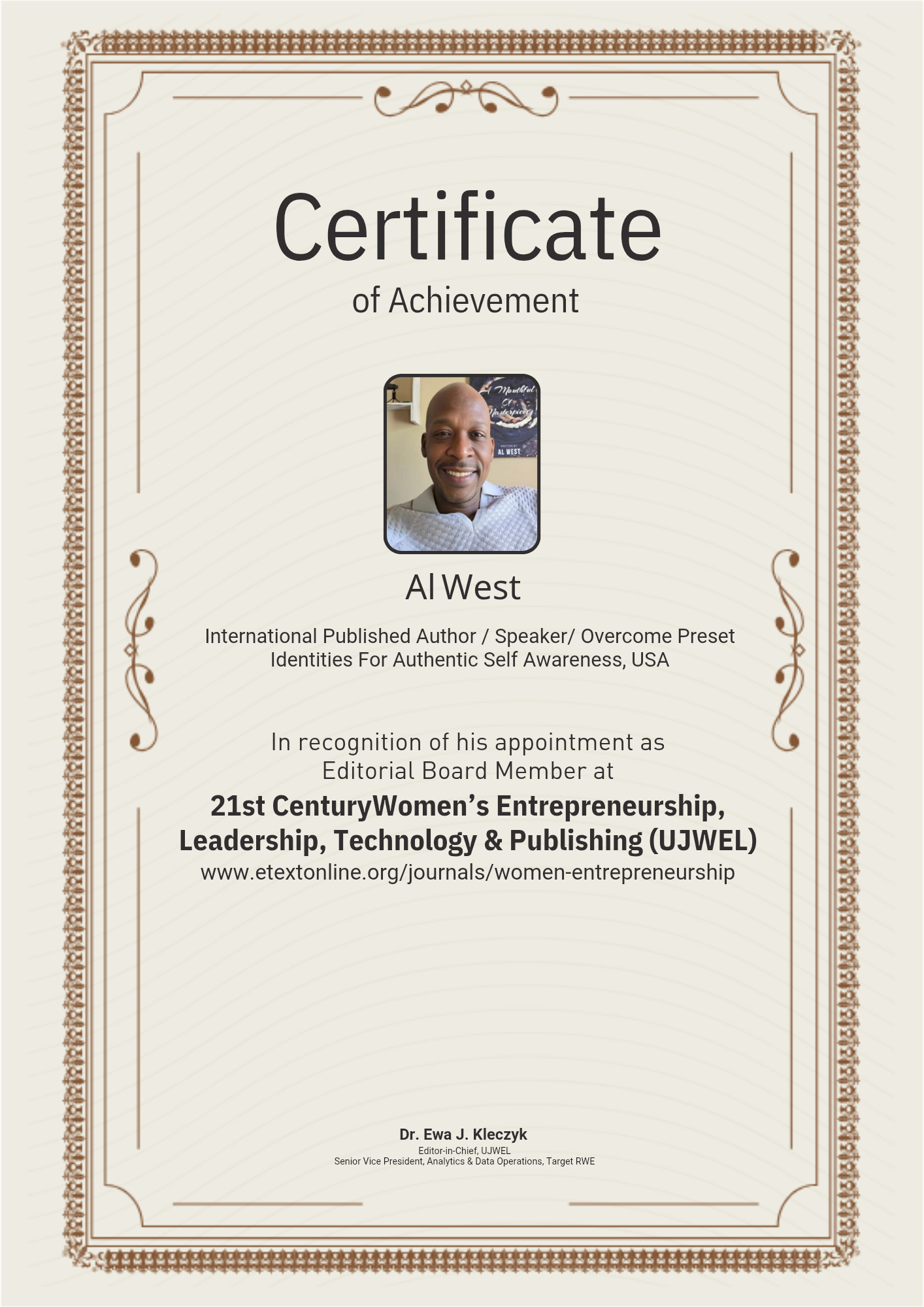 Editorial Board Member Certificate